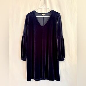 MadewellVelvet V-Neck Long Sleeve Dress - Deep Navy